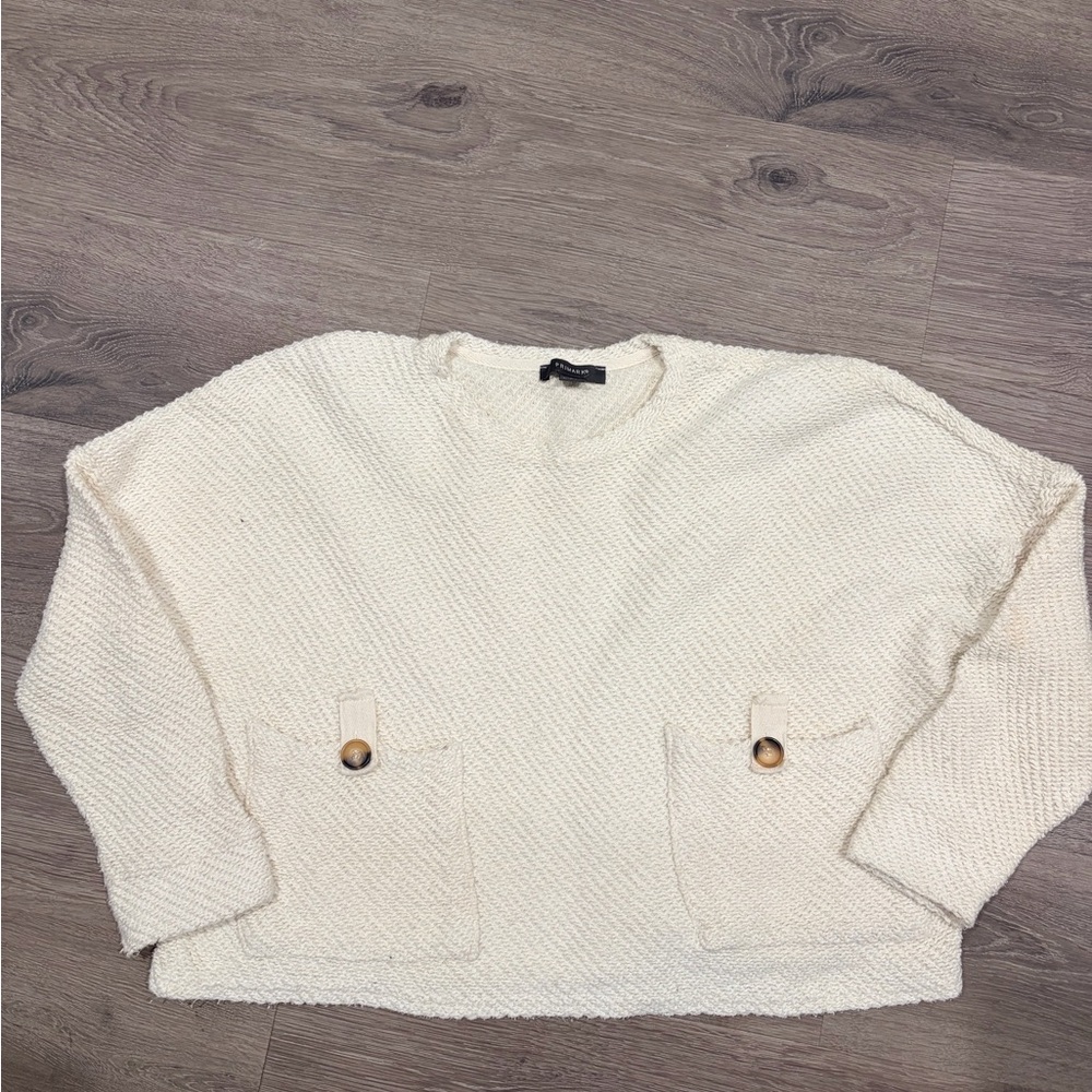 Primark boxy cream textured knit with button accents